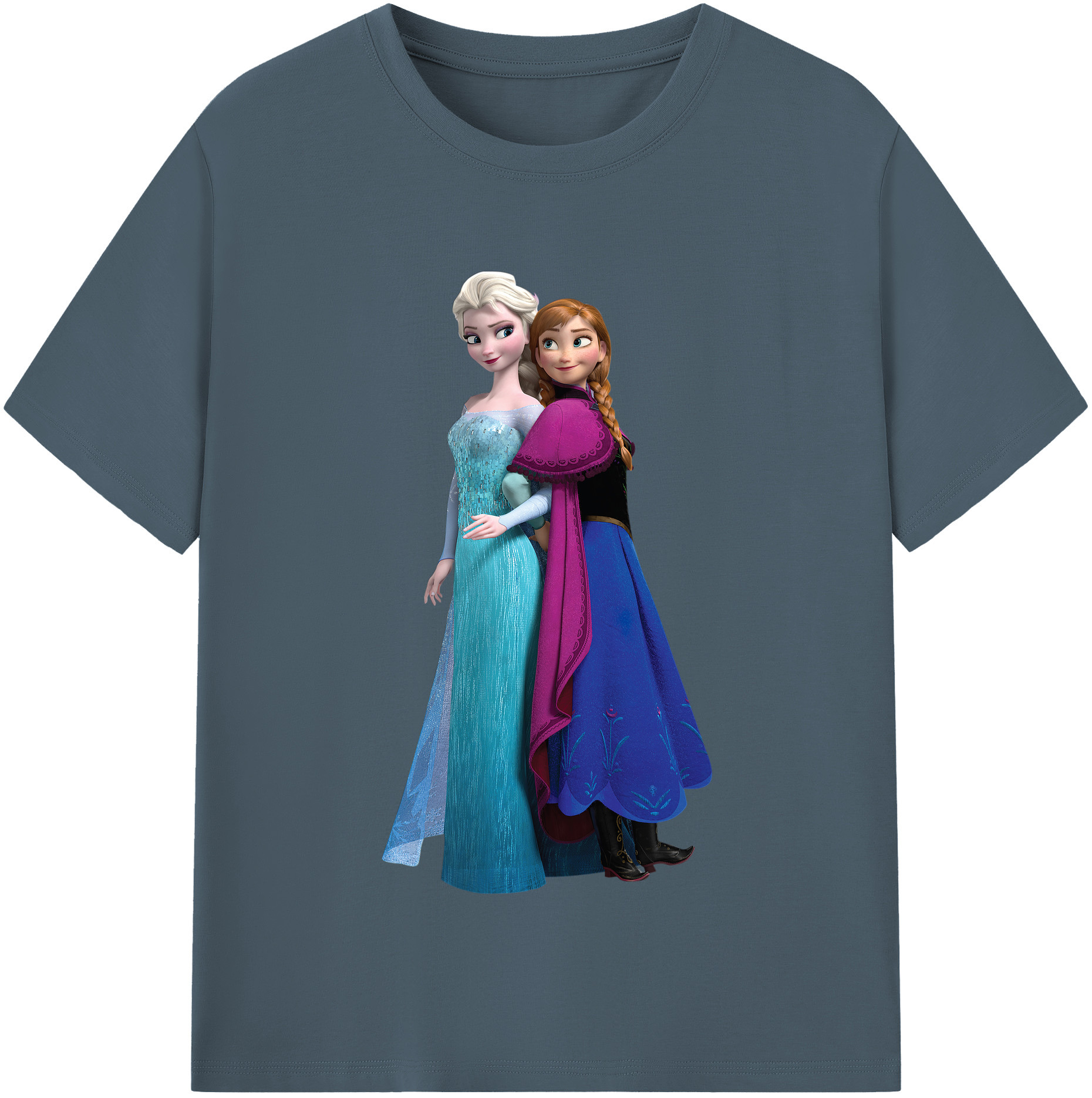 （画像用） アナと雪の女王 アンナ エルサ Frozen Anna Elsa 綿100％半袖Tシャツ（フロントプリント）